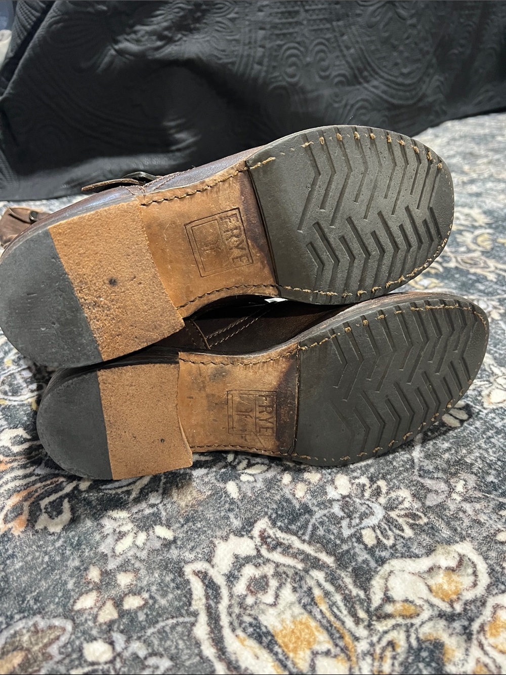 Brown Leather Frye Buckle Riding Boots Size 8 - Picture 5 of 8
